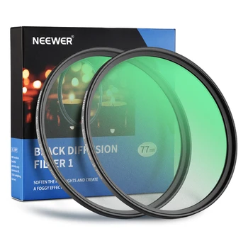 NEEWER 2 предмета, комплект фильтров для черных рассеивающих линз 77 мм/72 мм/67 мм/58 мм, фильтры с кинематографическим эффектом 1/4 и 1/8 Тумана с футлярами для хранения