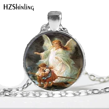 Ожерелье с Ангелом-хранителем Фото Ангела-хранителя Ожерелье с Стеклянным Куполом Кулон Ожерелье с Ангелом HZ1
