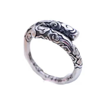 KJJEAXCMY fine jewelry 925 S990 из чистого серебра в стиле ретро tiao-серебряный обруч с гладким лицом, открывающее кольцо для пары
