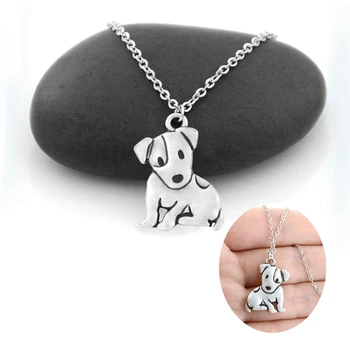 Милое ожерелье с подвеской в виде собаки Джек-Рассел-терьера и фокстерьера для женщин, ожерелье с длинной цепочкой из нержавеющей стали, Детские студенческие украшения