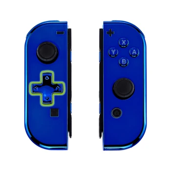 Высококачественный Хромированный корпус контроллера Joycon синего цвета (версия D-Pad) с полным набором кнопок для NS Switch и OLED Joycon