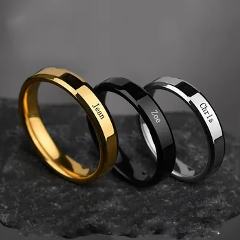 Персонализированное кольцо с именем из нержавеющей Стали, Индивидуальные кольца Для женщин, мужчин, пары, Индивидуальное Письмо, Дата, Кольцо на палец, Ювелирные изделия