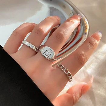 Кольца Серебряного цвета FNIO Для Мужчин И женщин, панк-личность, Геометрические Антикварные модные кольца 2022, модные ювелирные изделия