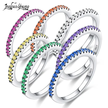 2018 Новое модное многоцветное циркониевое вечернее женское обручальное кольцо с кристаллами серебряного цвета, свадебные кольца для Леди, ювелирный подарок
