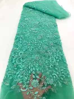 Роскошная Кружевная ткань с пайетками в Нигерийском стиле 2023, Высококачественная Африканская Французская Кружевная ткань, Расшитая бисером Для пошива свадебного платья