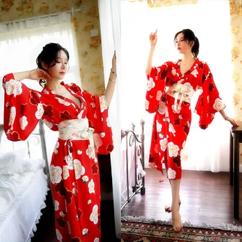 Платье-кимоно для девочки Сакура, Халат Юката в Японском Стиле, Женский халат с Цветочным принтом, Хаори, Японская Униформа, Косплей, короткое платье для вечеринки