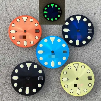 Супер зеленый светящийся циферблат часов 28,5 мм с одним циферблатом с календарем для модификации часов SKX007/009/NH35