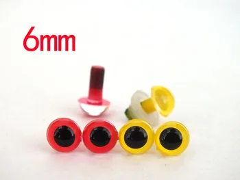 40 шт./лот хрустальные глазки красного и желтого цвета с шайбой-6 мм