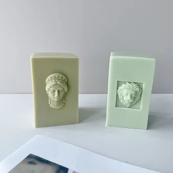 Европейская Винтажная Силиконовая форма для мыла с головой Богини, сделай САМ, форма для ароматических свечей с головой Льва, 3D Парфюмерная марка, форма для изготовления гипса из смолы