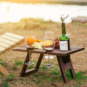 Открытый Деревянный Складной Стол для пикника, Портативный Стол для кемпинга, Столик для закусок, напитков, вина