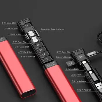 Budi 9 в 1 Многофункциональный Кабель для передачи данных, Накопитель, Преобразовательная Головка, Портативная USB-коробка 65 Вт, Зарядное Устройство Для Huawei Apple