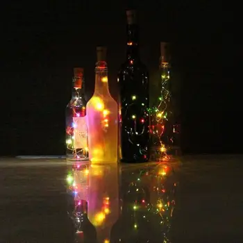 Гирлянды, Серебряные светодиодные фонари для винных бутылок, Лампа с пробкой в форме стеклянной бутылки на батарейках, Рождественские Гирлянды, Декор