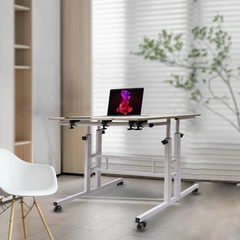 Белый Передвижной стол-стойка Регулируемый Ноутбук с колесиками 4 в 1 Стол-качалка для домашнего Офиса