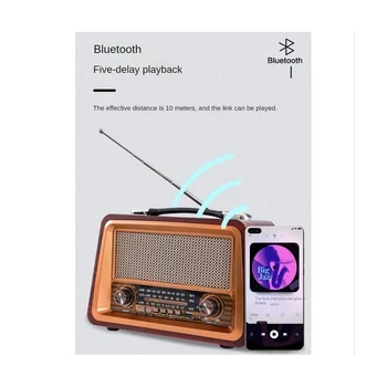 Портативное Деревянное ретро-радио, Беспроводные Bluetooth-Колонки, Hi-Fi Стерео AM/FM-Радиоплеер, USB TF AUX MP3, Желтый Цвет дерева