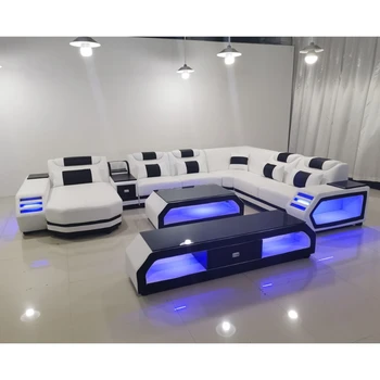 Современный комплект диванов для гостиной из натуральной кожи с музыкальным динамиком USB