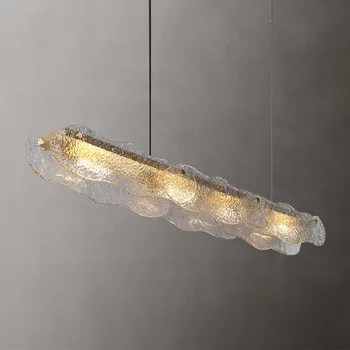 Художественная стеклянная подвесная лампа с водной рябью, Длинный обеденный стол, украшение галереи, Роскошный светодиодный подвесной светильник для столовой