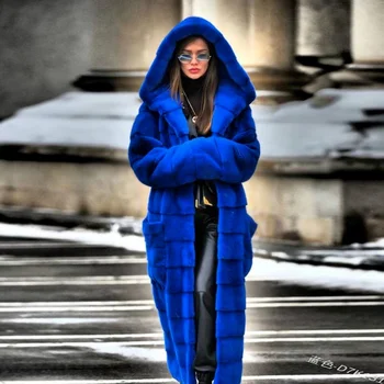 Искусственный Мех, Имитация меха Норки, Пальто с хлопчатобумажной подкладкой, сохраняющее тепло и утолщающее Плюшевое Пальто, Женская куртка, ветровка 2021