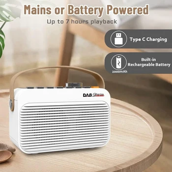 1 шт. Портативное перезаряжаемое DAB-радио с Bluetooth/U-диском, светодиодный дисплей, цифровое радио DAB + FM для дома, путешествий