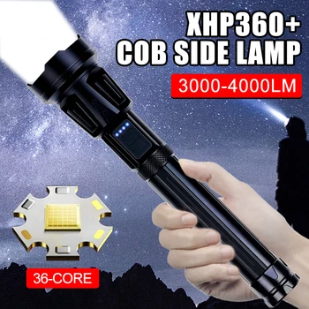Новейший 36-ядерный светодиодный фонарик XHP360 высокой мощности USB Перезаряжаемый фонарик Самый мощный фонарик Водонепроницаемая лампа 4000LM