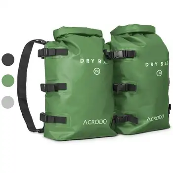 Сумка -Рюкзак с сухим мешком -Сверхпрочная водонепроницаемая сумка или походный рюкзак (двойной, 15 литров, зеленый)