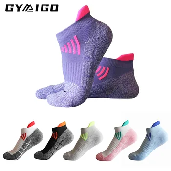GYMIGO, 4/10 пар Женских спортивных носков, полотенце снизу, Носки для велоспорта на открытом воздухе, нескользящие, впитывающие пот тренировочные спортивные носки до щиколотки