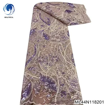 Удобная вышивка африканскими блестками, сетка, тюль, кружево и французская кружевная ткань, свадебное платье ML44N1182