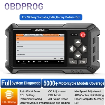 OBDPROG MOTO 100 OBD2 Диагностический сканер Профессиональный Мультибрендовый Мотоциклетный Считыватель кодов Всей системы ECU Coding A/F EPB Scan Tool