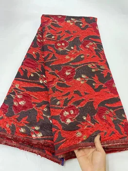 Жаккардовая ткань Парчовое кружево 2022 красная вышивка Французское тюлевое кружево Африканская парчовая кружевная ткань для нигерийского свадебного платья