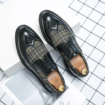 Мужская Официальная обувь, деловые туфли-оксфорды в британском стиле на шнуровке, Дизайнерская повседневная обувь для свадебной вечеринки, Мужская обувь