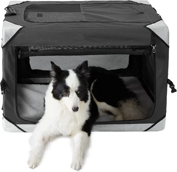 GARWARM Складной ящик для собак - Переносной Собачий Дорожный ящик для Крупных собак, 4-дверный ящик для домашних животных с прочными сетчатыми окнами