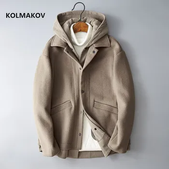 зимнее новое повседневное шерстяное мужское пальто 2021, модный тренч, мужские куртки высокого качества, Классическое шерстяное пальто для мужчин, размер M-3XL