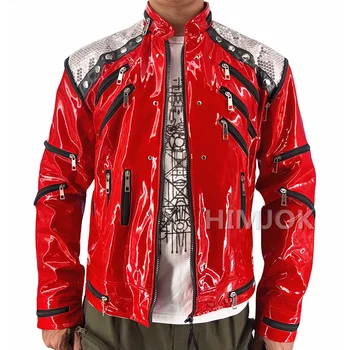 Редкая Красная Кожаная Куртка Beat It в стиле Майкла Джексона для Взрослых, Выполненная в стиле Косплея, XS-4XL