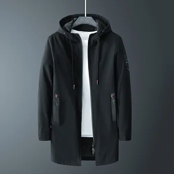 Мужские водонепроницаемые куртки-тренчи, Модная Повседневная Длинная куртка, однотонная верхняя одежда для улицы, Большие размеры 5XL, высокое качество
