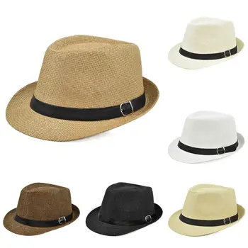 Соломенная Панама Для Мужчин И женщин, Ковбойская Фетровая шляпа, Летняя Пляжная Солнцезащитная кепка с широкими полями, модные Аксессуары