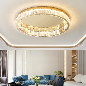 Роскошная хрустальная светодиодная круглая лампа домашняя потолочная люстра для гостиной спальни кабинета украшение интерьера осветительный прибор