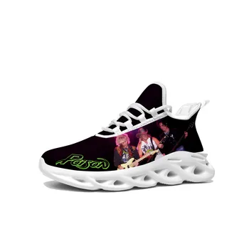 Кроссовки Poison Band Rock на плоской подошве, мужские и женские спортивные кроссовки, высококачественные кроссовки на заказ, сетчатая обувь на шнуровке