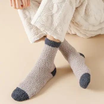 Мягкие мужские зимние носки, уютные противоскользящие пушистые носки со средней трубкой, утолщенные носки со средней трубкой для дома
