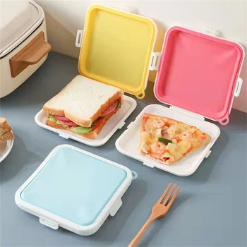 Коробка для хранения сэндвичей, Силиконовый ланч-бокс, футляр для хранения продуктов, Многоразовый ланч-бокс для микроволновой печи, Контейнер для хранения продуктов, Кухонные принадлежности