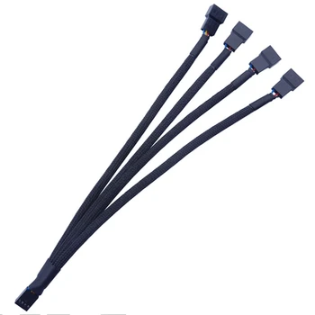 4-контактный черный кабель для вентиляторов материнской платы, Y-образный разветвитель, ШИМ-кабель, удлинитель питания вентилятора компьютера, ПК, 4-полосная линия 27 см/10,6 дюйма
