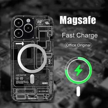 Новые Роскошные Магнитные Чехлы Magsafing для iPhone 14 13 Pro Max с Беспроводной Зарядкой, Противоударный Бронированный Чехол для iPhone 12 13 Pro Funda