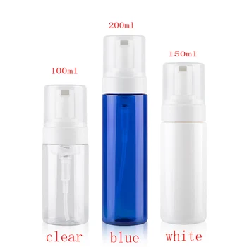 20шт, 100 мл, 150 мл, 200 мл, Пустая прозрачная сине-белая бутылка для вспенивания, Насос для вспенивания, Дозатор жидкого мыла, Пластиковая косметическая упаковка