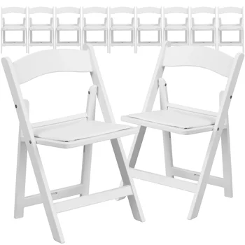Детская мебель HERCULES 11 Шт., Складной стул из белой смолы с сиденьем с белой виниловой обивкой