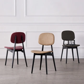Скандинавские обеденные стулья из искусственной кожи, современные минималистичные табуретки со спинкой, Стол для отдыха, Пластиковая мебель для гримерной