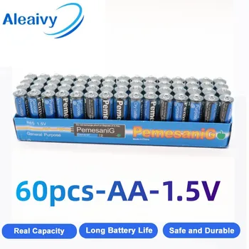 Новые 60 шт. одноразовые щелочные сухие батарейки типа АА 1,5 В, подходят для фотоаппарата, калькулятора, будильника, мыши, пульта дистанционного управления