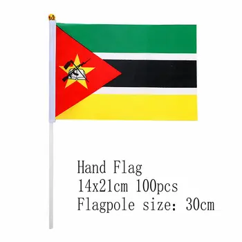 zwjflagshow Мозамбикский Ручной Флаг 14 *21 см 100шт полиэстер Мозамбикский Маленький Ручной Развевающийся Флаг с пластиковым флагштоком для декора