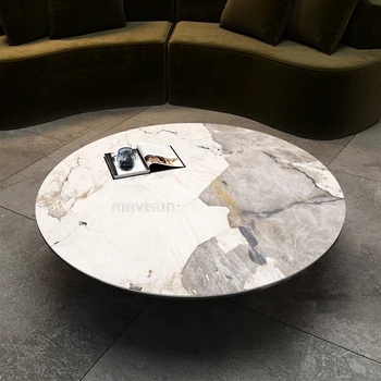 Дизайнерский журнальный столик с круглыми черными ножками из нержавеющей стали, декор для дома, Европейский балкон, Мраморная мебель для улицы