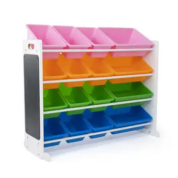 Органайзер для хранения игрушек с классной доской и 16 разноцветными ящиками