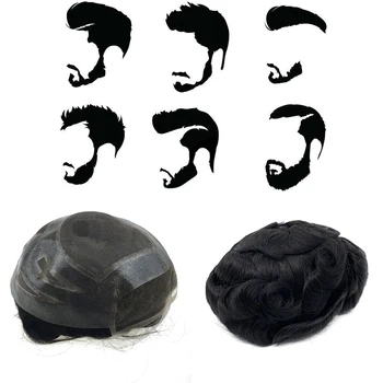 Новый Парик для Мужчин с Моно кружевом и искусственной кожей, горячая распродажа, 100% хорошие волосы Для мужчин, система волос, Мужской парик