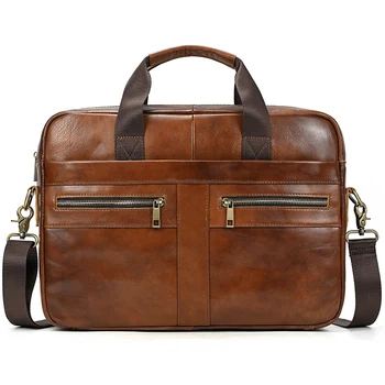 Мужские портфели из натуральной кожи 14-дюймовый ноутбук деловая сумка с лазерной гравировкой Персонализированный подарок Рабочая сумка-тоут через плечо