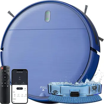 Комбинированный пылесос, Робот-пылесос и швабра, Совместимый с Alexa / WiFi / App, самозаряжающийся, Резервуар для воды объемом 230 мл для шерсти домашних животных, Жесткий